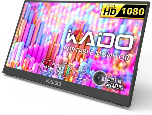 Kado Monitor portátil FHD de 15.6 pulgadas para laptop, segunda pantalla de 1080p IPS 1920 x 1080, extensor de pantalla de computadora portátil HDMI
