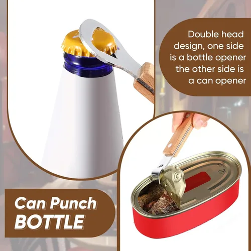 Miniatura 5 de 2 abrelatas magnéticas de botellas y latas con mango de madera, imanes de acero inoxidable para perforar latas para cervezas, bebidas, adecuado