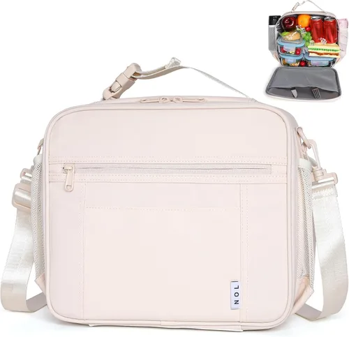 Miniatura 27 de NOL Bolsa de Almuerzo para Niños - Lonchera para niños de 3 años en adelante, reutilizable, aislada, con cierre de cremallera, asa de hebilla, Azul