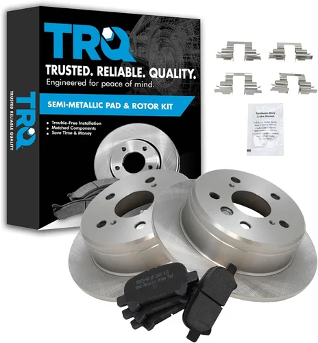 Miniatura 110 de TRQ Juego de pastillas de freno semimetálicas traseras y rotores compatibles con Chevrolet Trailblazer 02-06 Trailblazer EXT 04-06 SSR 02-07 GMC
