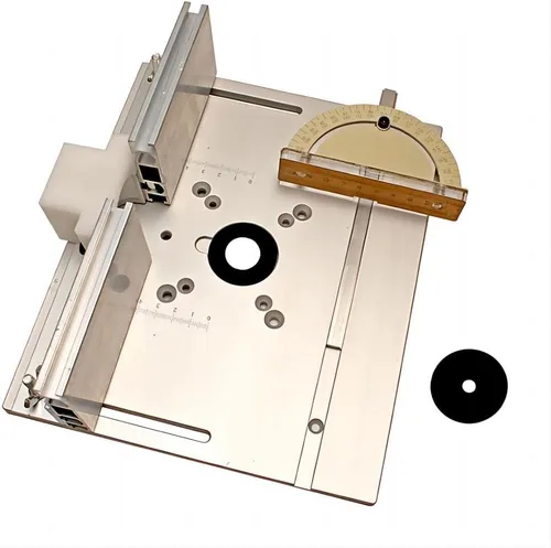 Placa de inserción de mesa de enrutador de aluminio KETIPED, Bancos de carpintería con placa de enrutador abatible con guía de goniómetro y valla
