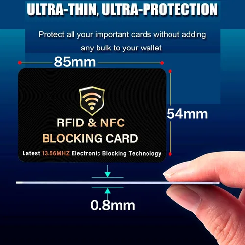 Miniatura 2 de SaiTech IT Paquete de 5 Tarjetas de Bloqueo RFID, Una Tarjeta Protege Toda la Billetera y Cartera, Protector de Tarjetas de Débito y Crédito