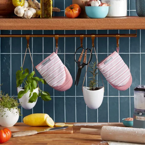 Miniatura 2 de KitchenAid Albany - Juego de 2 manoplas para horno pequeñas, color rosa seco, 5.5 x 8 pulgadas Rosa seca