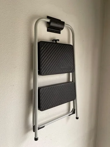 Miniatura 3 de Tetra-Teknica GMH-01 - Escalera de montaje en pared de acero de 4 pulgadas y colgador de carretilla, negro mate