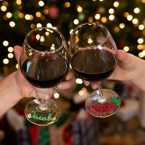 Miniatura 6 de Rotuladores de vino para copas de vino, marcadores de bebidas lavables, perfectos para fiestas de vacaciones, accesorios de bar en casa, regalos