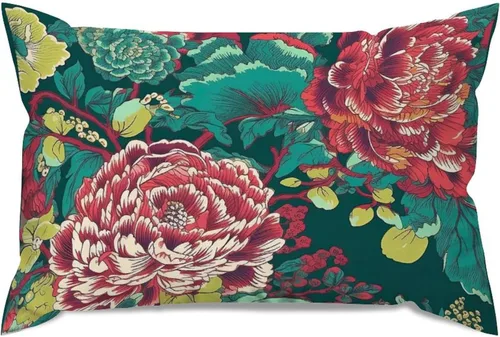 Miniatura 68 de ArogGeld Funda de almohada blanca con flores chinoiserie, funda de almohada para sofá, diseño floral verde y blanco, funda de almohada de lino A-12