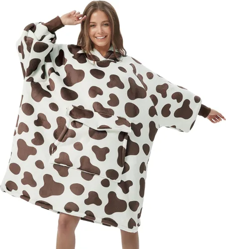 Miniatura 11 de Krifey Manta con capucha de sherpa de gran tamaño como regalo de cumpleaños para mamá, mujer, novia, hombre, acogedora sudadera con bolsillo gigante
