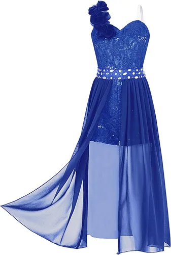 Miniatura 2 de Vestido de mameluco para niña de flores, vestido de dama de honor de princesa con vuelo de un hombro