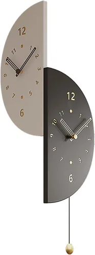 Miniatura 7 de Reloj de pared de esquina semicircular de doble cara con péndulo, movimiento de cuarzo silencioso, funciona con pilas, reloj decorativo para sala