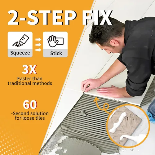Miniatura 8 de Adhesivo de azulejos y pegamento de reparación resistente (10.5 onzas), kit de unión fuerte para cerámica, porcelana y piedra sueltos, fijación