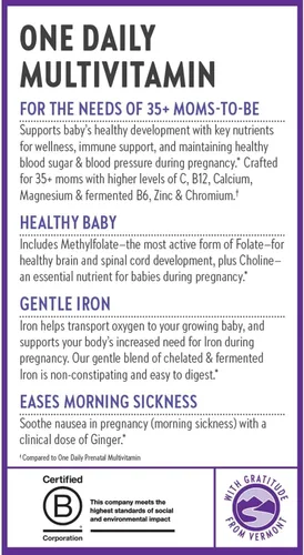 Miniatura 8 de New Chapter Vitaminas prenatales, un multivitamínico prenatal diario a partir de 35 años con metilfolato + colina para mamá y bebé saludables, 30