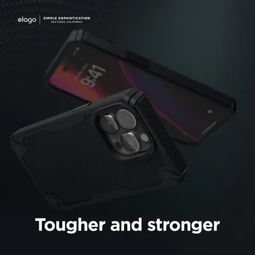 Miniatura 7 de Elago Armor - Funda para iPhone 14 Pro Max de 6.7 pulgadas, protección contra caídas de grado militar, textura de fibra de carbono resistente, Negro