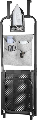 Miniatura 8 de Tabla de planchar sobre la puerta de 13 x 36 pulgadas con soporte para plancha y bolsa de almacenamiento con bolsillo, tabla de planchar colgante