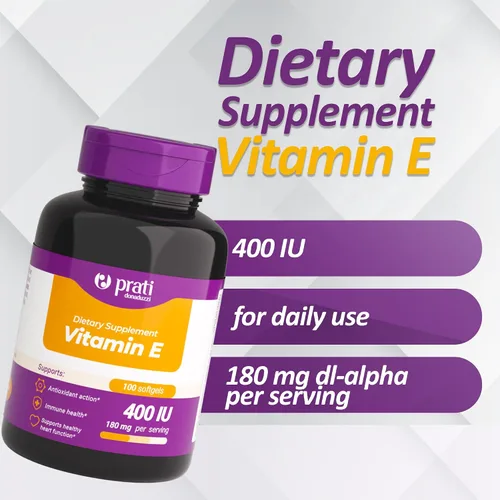 Miniatura 2 de Prati Donaduzzi Vitamina E 100 cápsulas blandas 400 UI (180 mg dl-alfa) - Suplemento para apoyar contra los radicales libres - Fórmula de bienestar