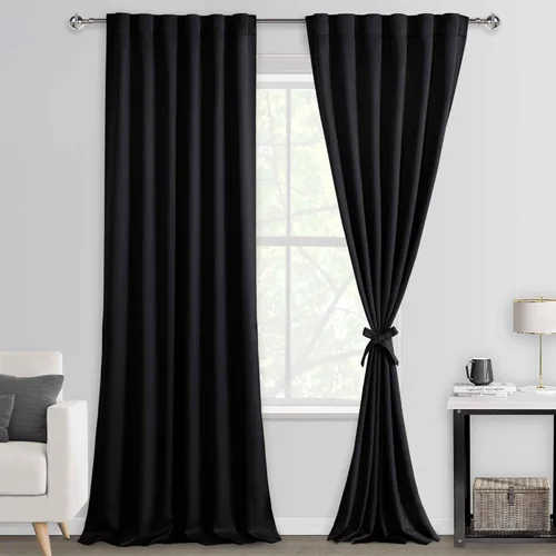 Miniatura 48 de DWCN Cortinas opacas con pestaña trasera para ventana - Cortinas opacas con bolsillo para barra para oscurecer la habitación para dormitorio/sala