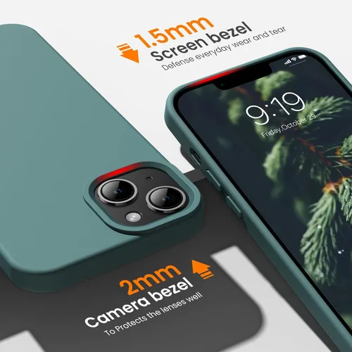 Miniatura 2 de Funda para iPhone 14, iPhone 13, funda protectora de silicona líquida a prueba de golpes, con forro de microfibra suave antiarañazos, ultra delgada