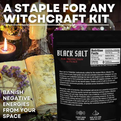 Miniatura 6 de Sal negra para rituales de protección y hechizos wiccanos, cristales de protección de energía negativa hechos a mano para brujería, bolsa de 14