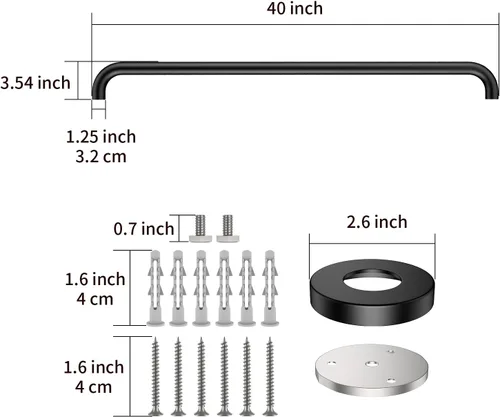 Miniatura 2 de Paquete de 2 barras de agarre para regadera de 40 pulgadas negras, mango de barra de agarre de pared de baño de acero inoxidable ZUEXT, barra