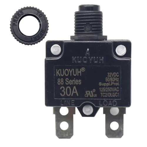 Miniatura 8 de KUOYUH Serie 88 125/250VAC 32VDC 50/60Hz Disyuntor de Sobrecarga Térmica 3-30A (5A)