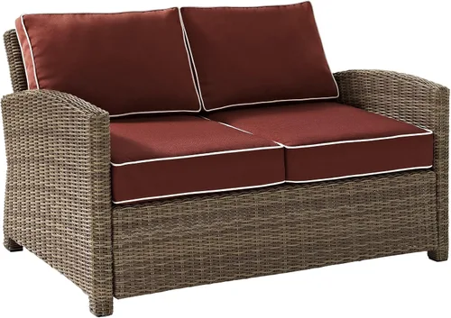 Miniatura 11 de Crosley Furniture KO70022WB-NV Bradenton Sofá biplaza de mimbre para exteriores, marrón con cojines azul marino