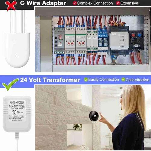 Miniatura 6 de Dreyoo Transformador de timbre de video, 24 voltios y 16.4 pies, adaptador de cable C con 50 clips de cable LPJ088 compatible con timbre