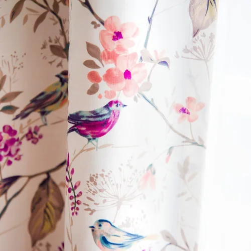 Miniatura 3 de VOGOL Cortinas de dormitorio con estampado de pájaros, paneles de ventana con ojales florales que oscurecen la habitación, cortinas de lino Morado