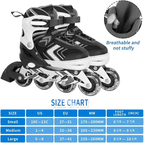 Miniatura 4 de Nattork Patines en línea ajustables para niñas y niños con ruedas completamente iluminadas, patines en línea para principiantes para niños y jóvenes
