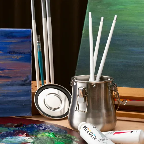 Miniatura 7 de MEEDEN Lavadora de pinceles de pintura portátil: limpiador de pinceles de artista de acero inoxidable para pintura al óleo y acrílica - grande