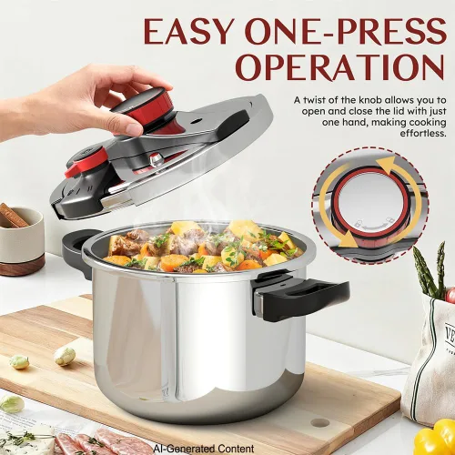 Miniatura 2 de BreeRainz 304 Olla a presión de acero inoxidable 8.45QT 3-Stage PSI Settings,One-Hand Locking,Pressure Pot with Extra Glass Lid, Timer,Steaming