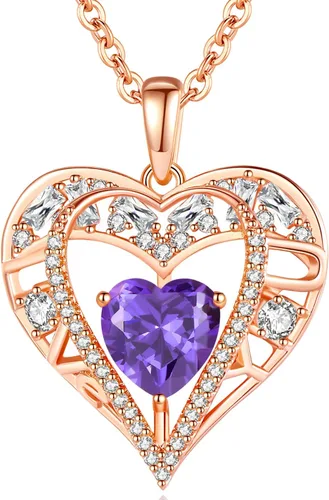 Miniatura 13 de Collar de cristal de 5 corazones, chapado en oro rosa de 18 quilates, colgante con cadena de plata de ley 925 de 18 + 2 pulgadas, joyería de piedra