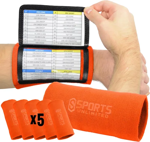 Miniatura 33 de Sports Unlimited Banda Instructora Triple para Adultos, Muñequeras de Fútbol para Jugadas, Muñequeras de Béisbol, Bandas de Brazo QB Negro