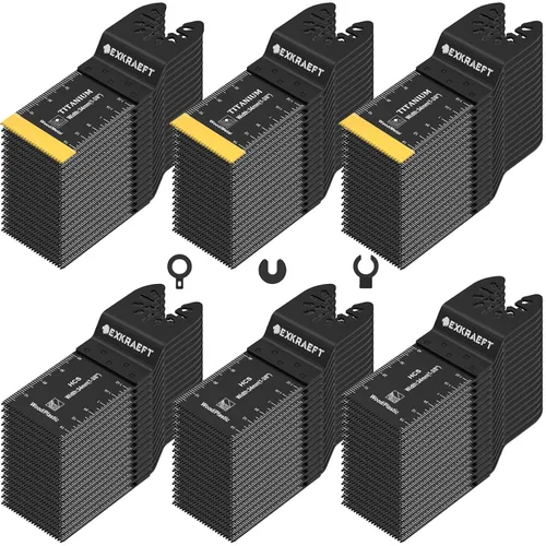 Miniatura 10 de 110 piezas de cuchillas multiherramienta, hoja de herramienta oscilante, hojas de sierra oscilantes universales de titanio para metal, clavos