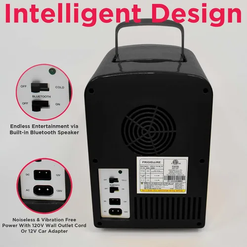 Miniatura 6 de Frigidaire EFMIS151 Mini refrigerador personal portátil compacto para casa y oficina con altavoz incorporado, capacidad de 4L, enfría seis latas