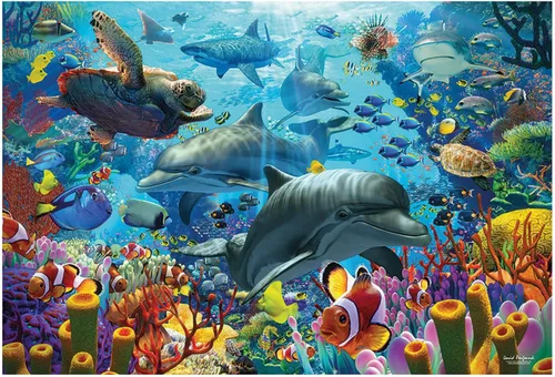 Miniatura 2 de Cobble Hill - Rompecabezas de 2000 piezas, Mar de coral, póster de muestra incluido