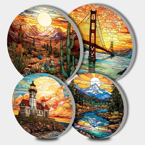 Miniatura 21 de Nordics - Juego de 4 fundas para quemadores de flores étnicas bohemias, estilo rústico, arte floral indio, patrón geométrico abstracto, quemador