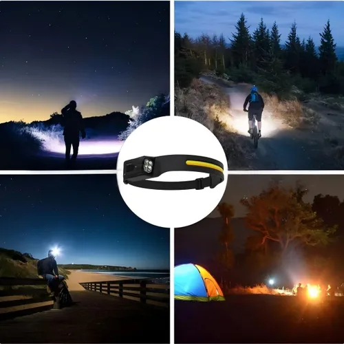 Miniatura 3 de Linterna frontal recargable: faro LED con un haz ancho de 230° y cabezal de lámpara giratorio de 315° con 7 modos de iluminación con un sensor