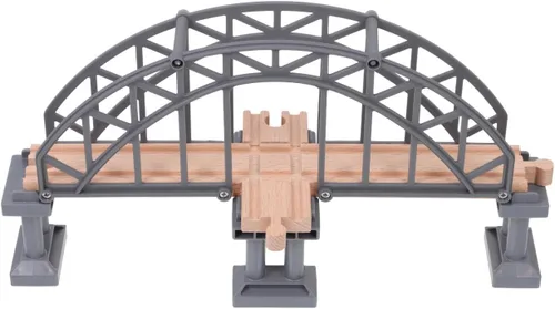 Gadpiparty Puente de madera de la pista del tren accesorio de juguete para los niños creativo puente de tren ligero para construir diferentes