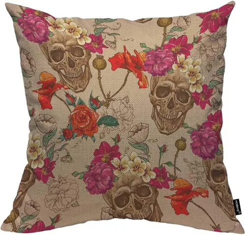 Miniatura 15 de HOSNYE - Fundas de cojín decorativas con estampado de lunares florales de fondo, estilo shabby chic con rosas rosadas, de algodón y lino, para sofá