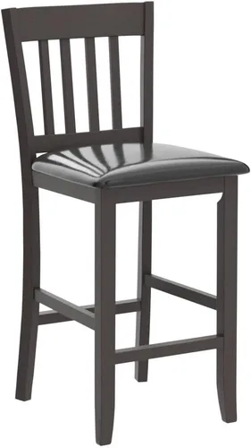 Miniatura 5 de COSTWAY Juego de 2 taburetes de bar, sillas de bar de 25 pulgadas de altura de mostrador con patas de madera de goma, sillas de bar sin brazos