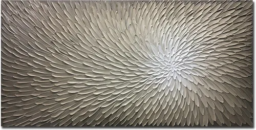 Miniatura 12 de AMEI Arte, 24 x 48 pulgadas, pintado a mano, obra de arte moderna con flores azules y blancas, pintura al óleo de madera en el interior enmarcado