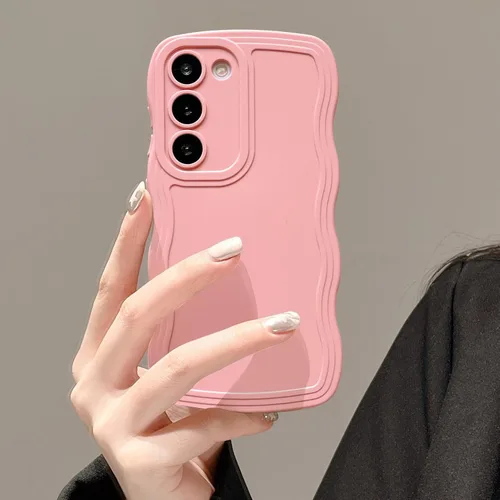 Miniatura 17 de UEEBAI Funda de silicona con marco de ola para Samsung Galaxy S22 5G, funda de teléfono con marco de ola linda, ajuste delgado, amortiguador de Negro