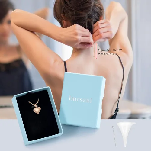 Miniatura 7 de Imrsanl Collar de urna de cremación de corazón pequeño para cenizas de acero inoxidable colgante de ceniza conmemorativa de joyería de recuerdo