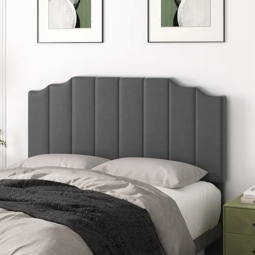 Miniatura 19 de Befurtori Cabecera Solo Tamaño King, Cabecera de Terciopelo Montada en Pared King para Cama Ajustable Cabecera Moderna Tapizada Fácil Montaje, Gris