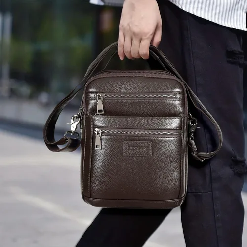 Miniatura 8 de Polare - Bolso de mensajero de cuero italiano de grano completo, estilo vintage, bolso cruzado al hombro, estilo casual, bolso de negocios