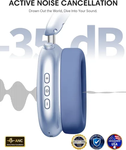 Miniatura 4 de Wentronic Y02 Auriculares con cancelación activa de ruido, auriculares inalámbricos Bluetooth 5.4 con micrófono, tiempo de reproducción de 60 horas