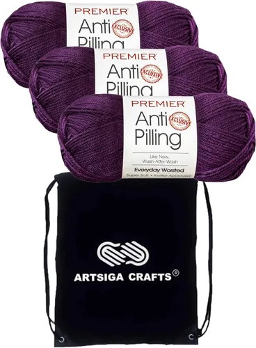Miniatura 34 de Premier Yarns Everyday Anti-Pelusa Hilo Sólido Verde Pino DN100-8 (6-Madejas - Mismo Lote de Tinta) #4 Peso Estambre Acrílico para Tejer