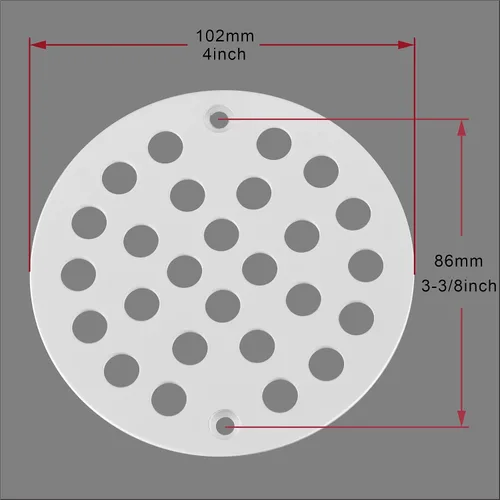 Miniatura 2 de Colador de ducha atornillado de 4 pulgadas Tapa de drenaje Colador de piso de repuesto (blanco)