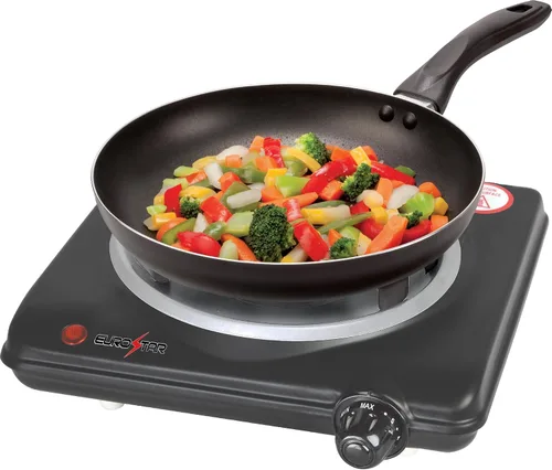 EUROSTAR ES101BK Quemador individual con placa en espiral, negro