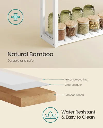 Miniatura 6 de SONGMICS Estantería de bambú para baño, con 3 niveles ajustables para plantas, de montaje en pared o de pie, para la sala de estar, balcón, cocina