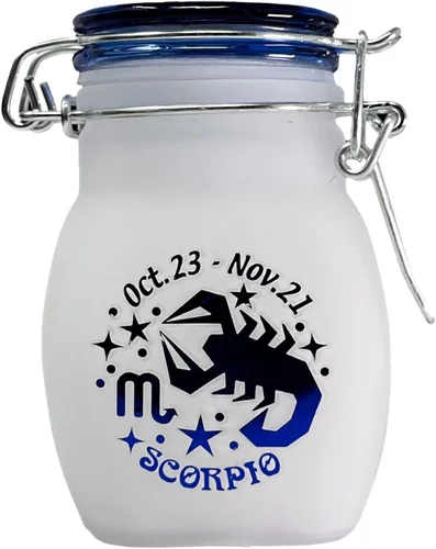 Miniatura 5 de Frasco de Almacenamiento de Vidrio Hermético a Prueba de Olores del Signo del Zodiaco, Cuarto de Onza (125ml), 3.25'' (Signo Astrológico de Acuario)
